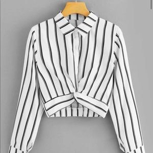 Twist front striped blouse
